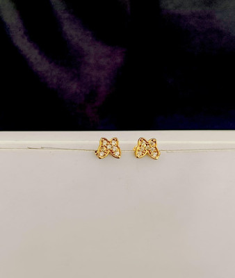 Kowsalya Gold Covering WOMEN STUD Diamond Brass Stud Earring