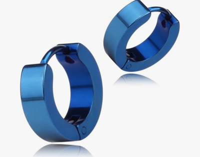 Vedansh Piyush Enterprises Stylish Blue Colour Unisex Hoop Stud Earrings Stainless Steel Hoop Earring