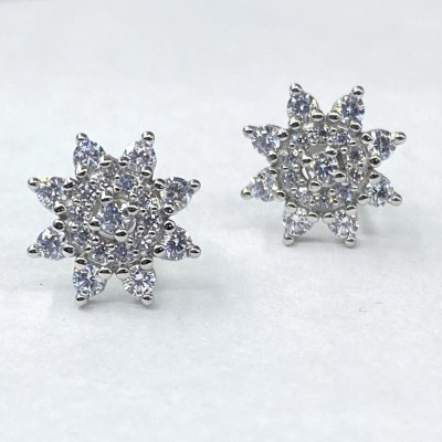 tulip casa 925 Sterling Silver American Diamond Stud For Women & Girls Zircon Silver Stud Earring