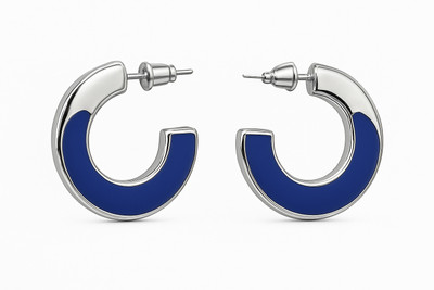 Lexzy Trendy Enamel Hoop Earrings for Women & Girls Lightweight Fashion Jewellery Zircon Metal Stud Earring