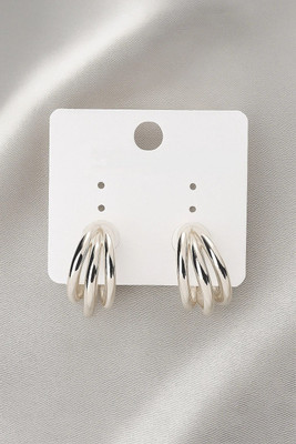 Uniqueearring Unique Creations Elegant Alloy Triple Hoop Silver-Plated Earrings for Women Alloy Earring Set