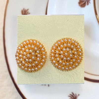 SNAPCHOICE Royal Glow Pearl Stud Earrings Alloy Stud Earring