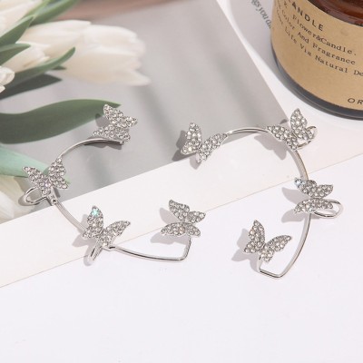 TheVineGirl Korean Silver Wrap Crawler Butterfly Ear Cuff For Women And Girls Stainless Steel Cuff Earring