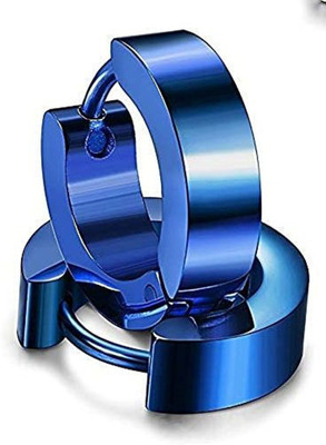Heer Collection Blue Hoop Earings for Mens/Boys/Girls/Women/Unisex (1 Pair) Stainless Steel Stud Earring, Clip-on Earring, Earring Set, Magnetic Earring