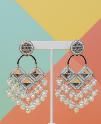 DHVANI Crystal Cascade Elegance Earrings Beads Alloy Chandbali Earring