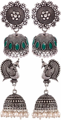 Haniya Oxidized Silver plated handmade Jhumka Jhumki Earrings German Silver, Brass Jhumki Earring