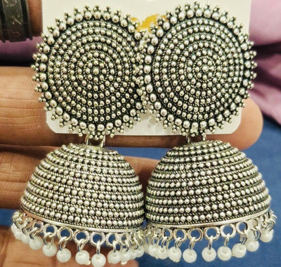 SAKETHAM Golden Gold Alloy Jhumki Earring