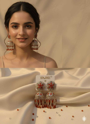 YASHIKATRENDS 07-Dome-shaped chandelier jhumka Beads Alloy, Stone Jhumki Earring