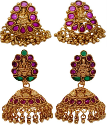 DK FASHION GOLD PLATED ZUMKI EARRING-1ER10-GOLD Ruby Brass Jhumki Earring