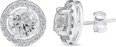 ZALKARI Diamond Round Cut Fancy Stud Earring For Girl & Women's Zircon Sterling Silver Stud Earring