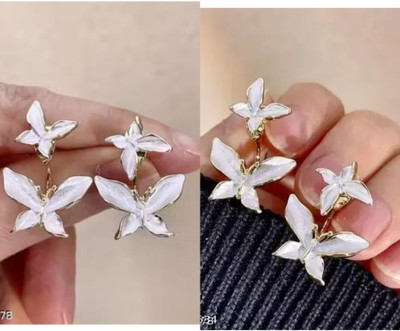 RISHASTYLE Butterfly motive earrings Zircon Alloy Stud Earring, Drops & Danglers