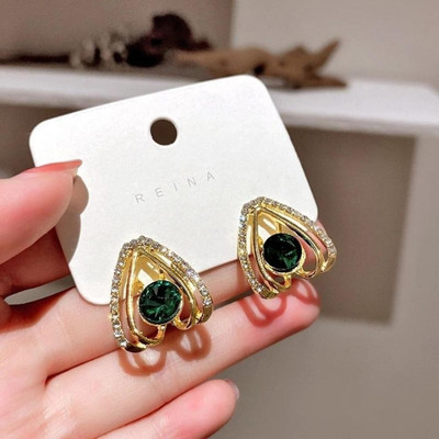 skyx Gold Plated Stone-Studded Korean Earrings For Women Pearl Alloy Drops & Danglers