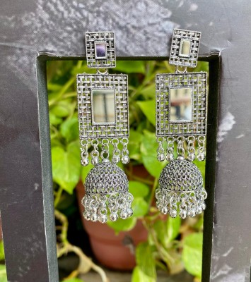 Ananta Crafts German Silver Oxidised Alloy Chandbali Earring, Stud Earring