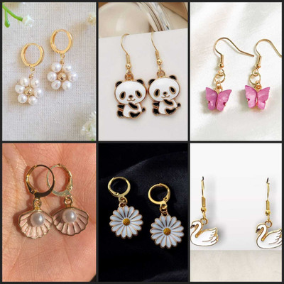 ELCETRATD JEWELLERY Shimmering beautiful pack of 7 earrings combo for women and girls Crystal Alloy Earring Set