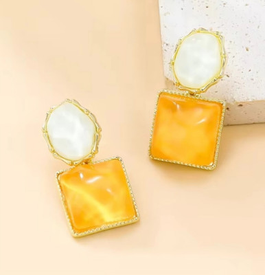 MRIDUESSENTIALS Korean Earrings Square Oval Design Earrings for Girls Alloy Stud Earring, Drops & Danglers, Rhinestone Studs