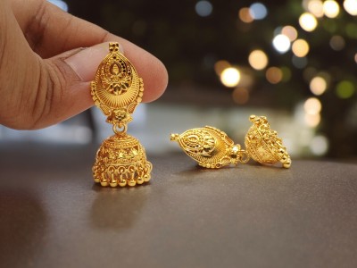 Royal Covering Modernized 1 Gram Gold Plated Jhumki Earring (Height-3.7 cm) for Girls, Copper, Brass Earring Set, Jhumki Earring, Drops & Danglers