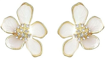 Limine Jewels Limine Jewels Gold-Plated Brass White Flower Design Studs For Women And Girl Brass Stud Earring