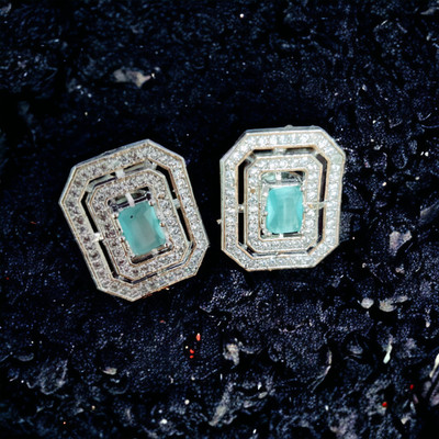 Opal Touch Luminous White Stardust Studs Cubic Zirconia Brass Stud Earring