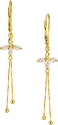Radhika Creation Gold Plated Anti-Tarnish CZ Dangler Earrings for Women & Girls Brass Drops & Danglers