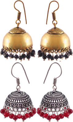 Haniya Oxidized Silver plated handmade Jhumka Jhumki Earrings Brass, German Silver Jhumki Earring