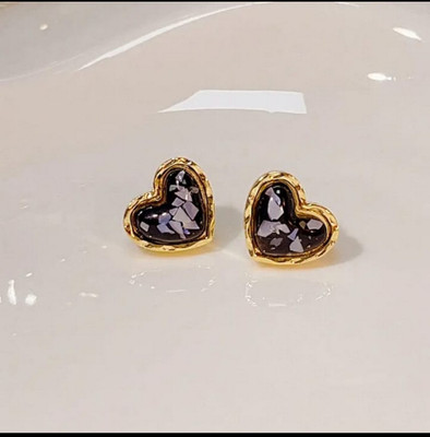 Solis Sarah SOLIS SARAH BLACK HEART EARRINGS Stainless Steel Stud Earring
