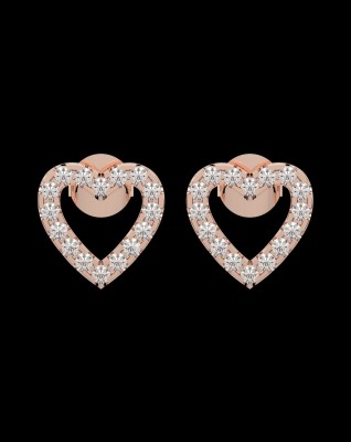 KOARRA 925 Sterling Silver Diamond Heart Rose Gold Earring for Women & Girl, Best Gift Zircon Sterling Silver Stud Earring