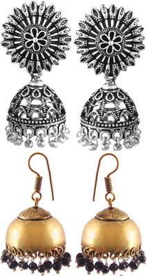 Haniya Oxidized Silver plated handmade Jhumka Jhumki Earrings German Silver, Brass Jhumki Earring