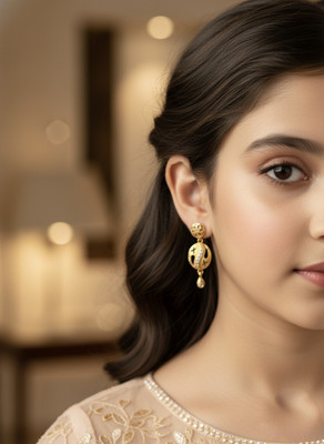 Fab Every Way Traditional 1 Gram Gold Plated Earrings for Women & Girls Brass Drops & Danglers
