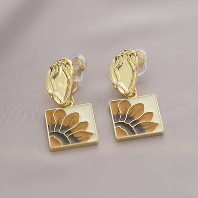 MYKI MYKI Sunflower Enamel Hanging Stylish Earring For Women & Girls Alloy Clip-on Earring