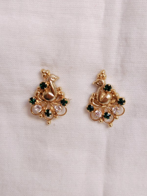kurdekars divuu green and white stones fitted earring 146 Copper Stud Earring