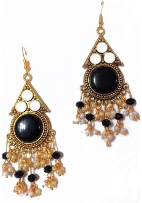 zakhrifa creationz Black stone cords German Silver Drops & Danglers