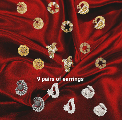 MAHESHWARI FASHION CRAZE Combo pack of 9 pairs stud earrings for party wear Beads Alloy Stud Earring