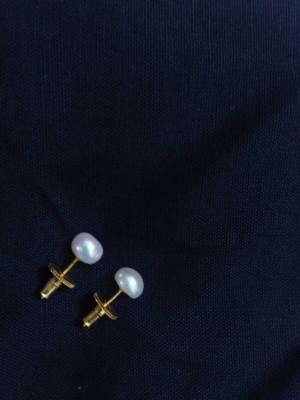 Shreeji Pearls and Creations Freshwater Pearl Single Stud Earrings Pearl German Silver Stud Earring