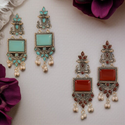 sangam enterprise Traditional Peacock Jhumkas with Pearls Beads Alloy Hoop Earring