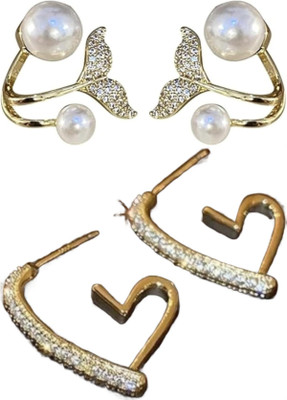 JassaJewelry Korean Elegant Stud Earrings for Girls and Women Alloy Stud Earring