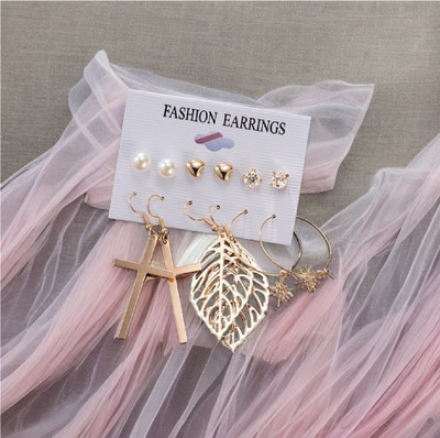 Ruhi Collection Korean Stylish Titanium Plated Unique Drop, Tiny and Studs Set Combo Earring Cubic Zirconia Alloy Drops & Danglers, Stud Earring, Plug Earring