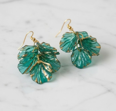pas Unique green golden korean Earrings for girls & women for party wear Alloy Stud Earring, Earring Set, Drops & Danglers