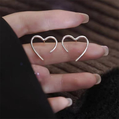 Dressberry Heart Shape Silver Stud Style Korean Earrings Alloy Stud Earring
