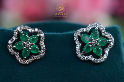 MAVRAA Mavraa Classic Emerald Green Stud Earrings for Women & Girls Cubic Zirconia Alloy Stud Earring