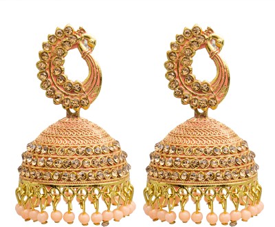 Shining Jewel Traditional Indian Antique Gold Plated Pearl Clusterd CZ,Crystal Stud Earring Brass Jhumki Earring