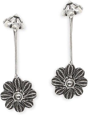 fabula Oxidised Silver Floral Ethnic (Pack of 2) Beads, Crystal Alloy Cuff Earring