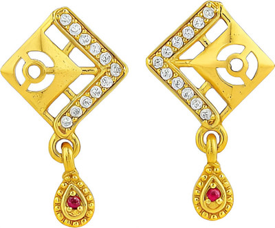 sundaram jewel Elegant Gold Plated Kite Drop Earrings with Sparkling Cubic Zirconia for Women Cubic Zirconia Stainless Steel Hoop Earring