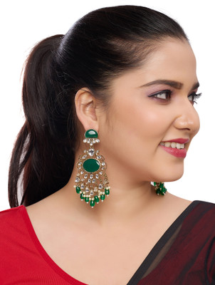 R A Enterprises 7029 Pearl, Beads Alloy Chandbali Earring