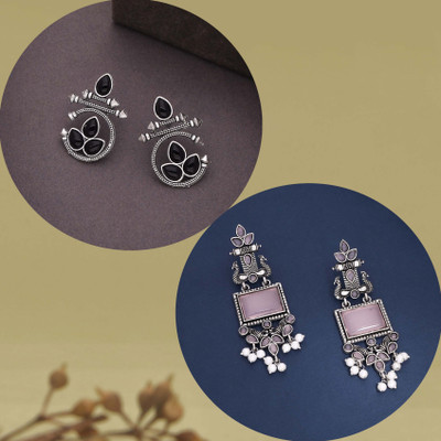 Divastri Silver Earring for Women & Girls Beads Brass Drops & Danglers, Stud Earring