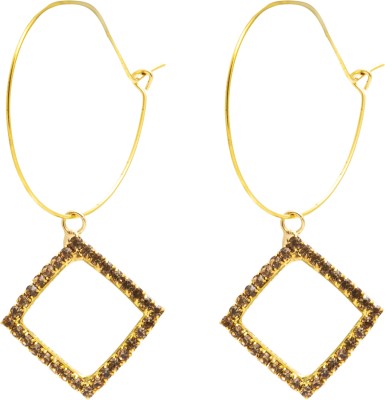 Shining Jewel Crystal and AD,Gold Plated Western Style Square Design Drop Earrings For Women Cubic Zirconia Brass Jhumki Earring