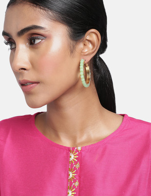 Dressberry White Gold-Plated Contemporary Drop Earrings Brass Hoop Earring