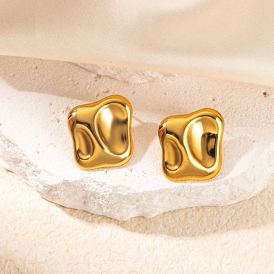 LUMORA FOREVER GLEAMING 18K Gold-Plated Square Stud Earrings for Women – Anti-Tarnish Water Proof Stainless Steel Stud Earring