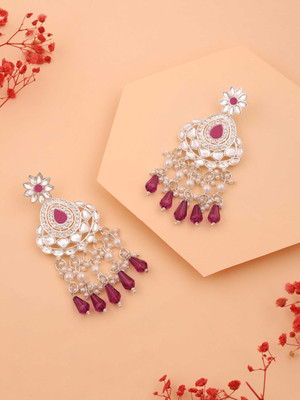 Divastri Silver Plated Earring for Women & Girls Diamond Brass Drops & Danglers