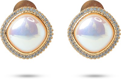 RedSolitaire Ravishing Pearl studs Pearl Brass Stud Earring