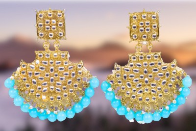 polluxcraft Samridhi Earrings For Women /Alloy Aqua Earring 01-Pair Pearl Alloy Chandbali Earring